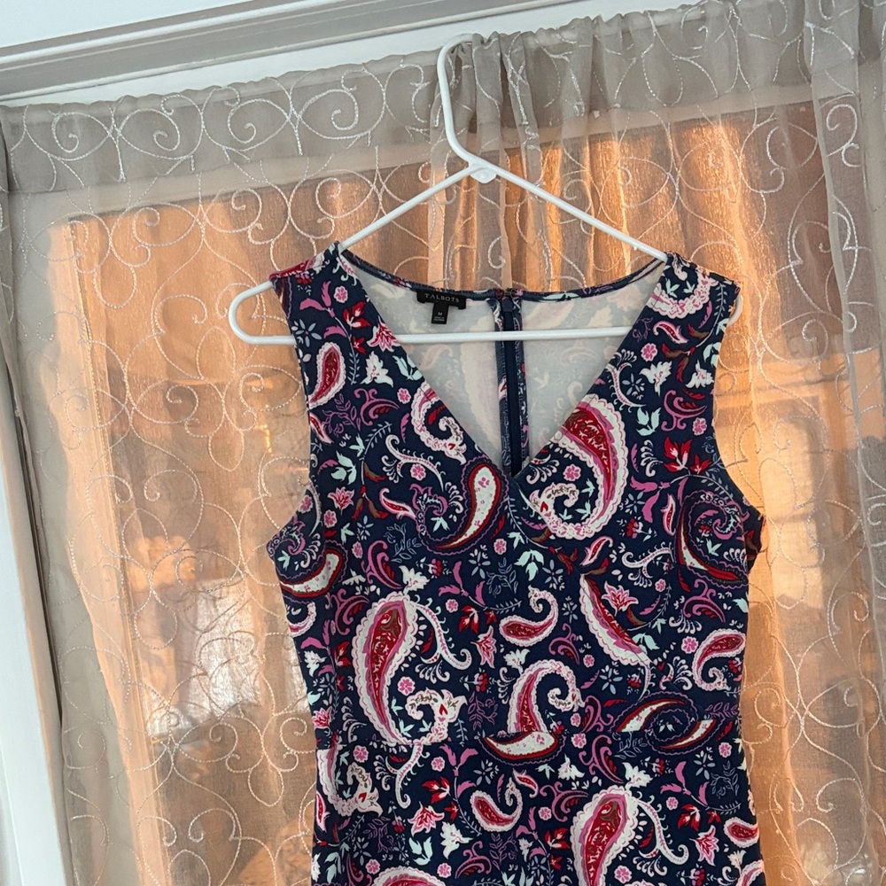 Talbots Navy and Red Paisley Midi Dress